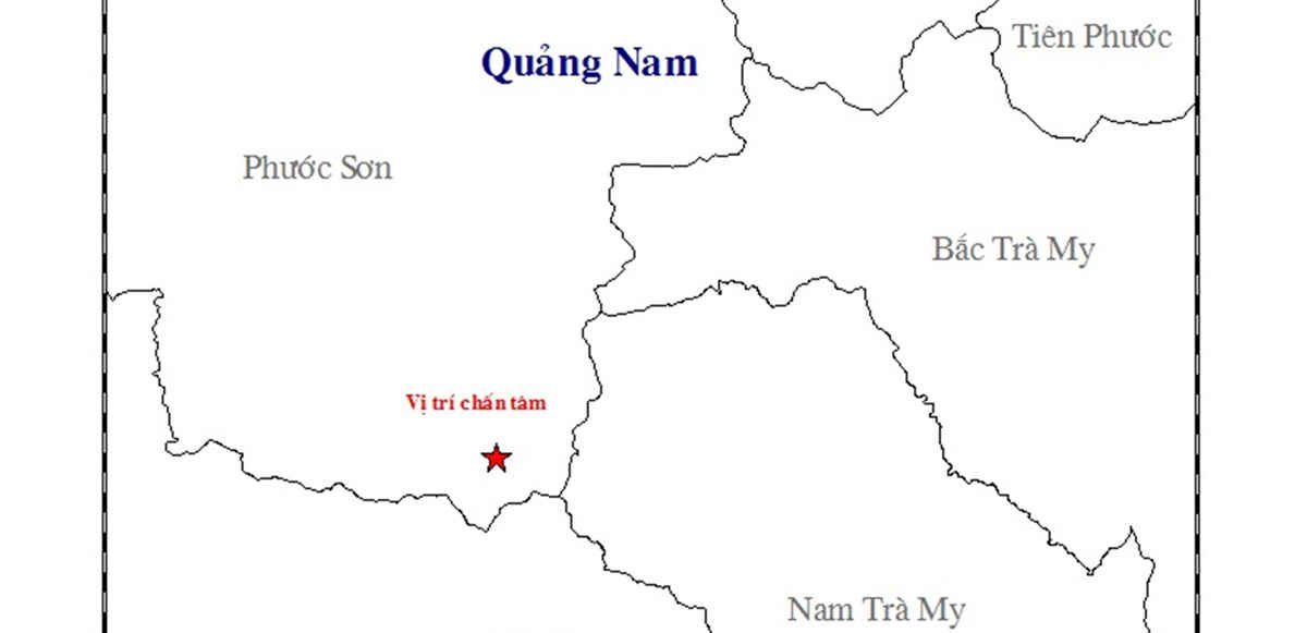 Vị trí xảy ra trận động đất lúc 22h42 ngày 24/10 trên địa bàn huyện Phước Sơn