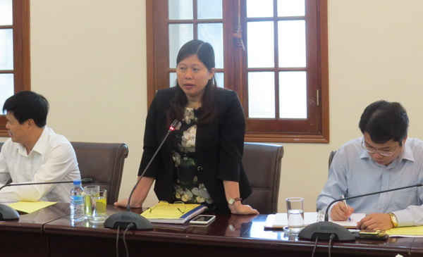 Thứ trưởng Bộ TN&MT Nguyễn Thị Phương Hoa phát biểu tại buổi làm việc với Lãnh đạo UBND TP Hải Phòng