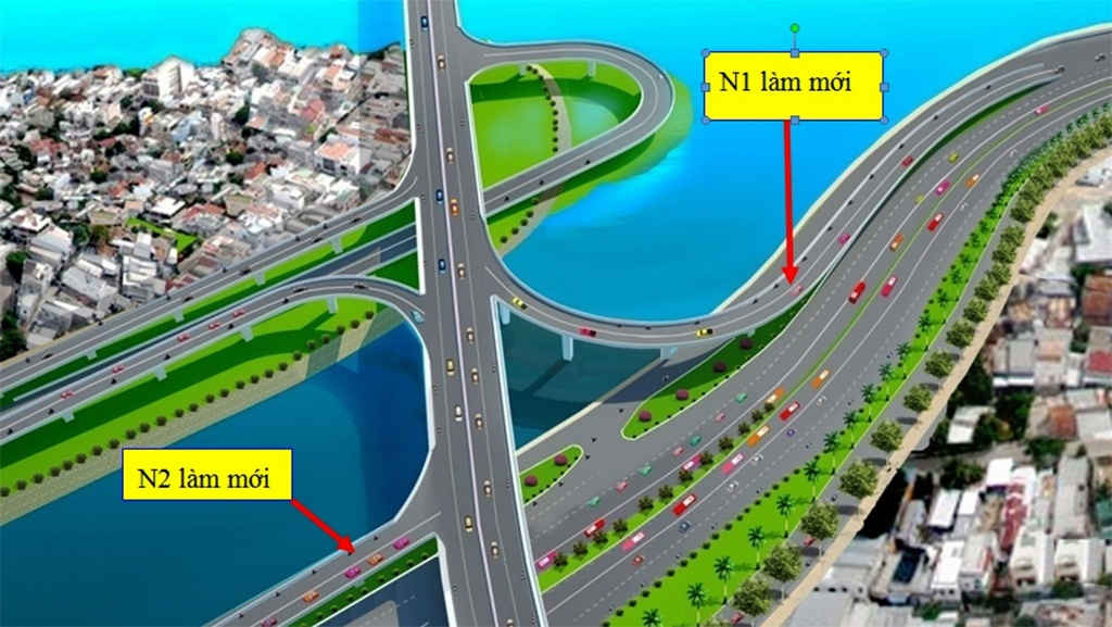  Mô hình 2 nhánh cầu kết nối cầu Nguyễn Văn Cừ với Đại lộ Võ Văn Kiệt