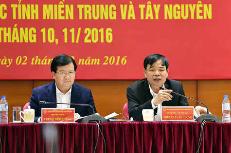 Bộ trưởng Bộ NN&PTNT Nguyễn Xuân Cường phát biểu tại hội nghị. 