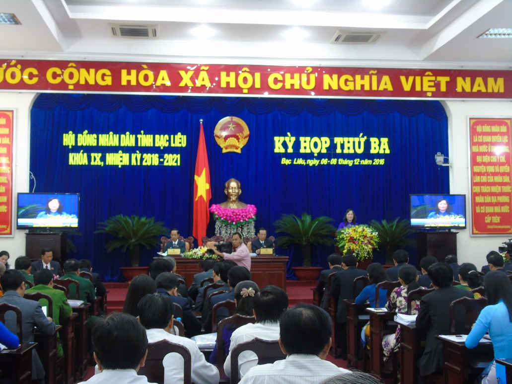 Quang cảnh kỳ họp thứ 3, HĐND tỉnh Bạc Liêu khóa IX