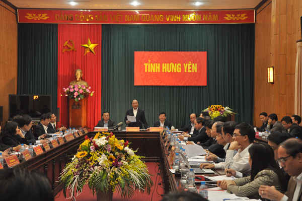 Toàn cảnh buổi làm việc chiều 11/12 giữa đoàn công tác của Thủ tướng Chính phủ với lãnh đạo chủ chốt tỉnh Hưng Yên