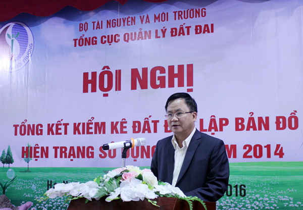 Ông Lê Thanh Khuyến, Tổng cục trưởng Tổng cục Quản lý đất đai phát biểu khai mạc Hội nghị