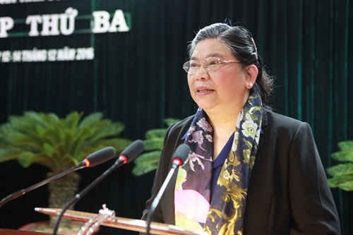 Bà Tòng Thị Phóng, Ủy viên Bộ Chính trị, Phó Chủ tịch Thường trực Quốc Hội dự và phát biểu chỉ đạo kỳ họp
