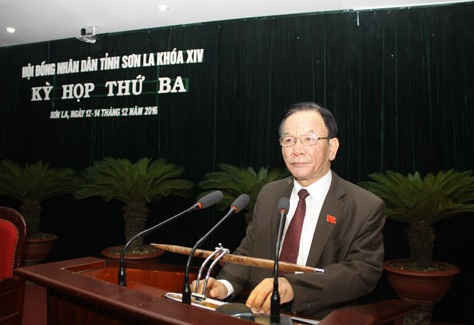 Ông Hoàng Văn Chất, Bí thư Tỉnh ủy, Chủ tịch HĐND tỉnh Sơn La phát biểu khai mạc kỳ họp