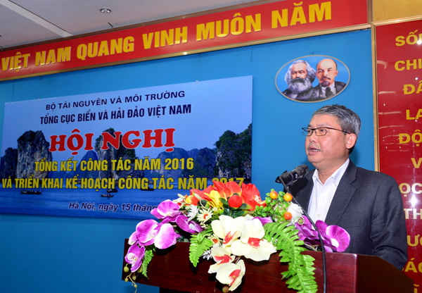 Tổng cục trưởng Tổng cục Biển và hải đảo Việt nam Nguyễn Thành Minh phát biểu tại Hội nghị 