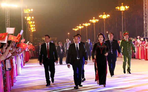 Chủ tịch Quốc hội Nguyễn Thị Kim Ngân phát biểu tại Lễ kỷ niệm tối 28/12. Ảnh: baovinhphuc.vn