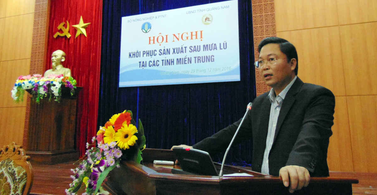 Phó Chủ tịch UBND tỉnh Quảng Nam Lê Trí Thanh phát biểu tại Hội nghị