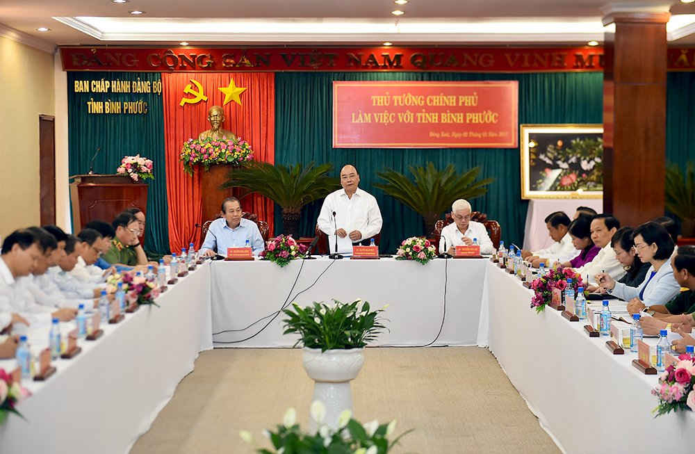 Thủ tướng Nguyễn Xuân Phúc làm việc với lãnh đạo tỉnh Bình Phước