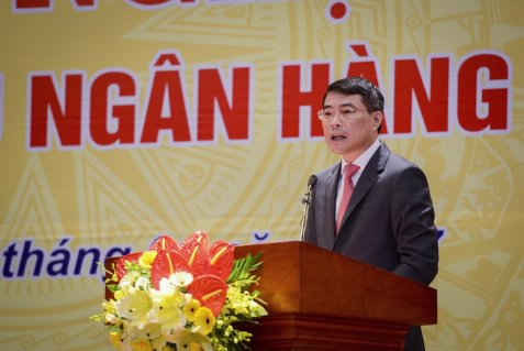 Thống đốc Ngân hàng Nhà nước Việt Nam Lê Minh Hưng phát biểu tại Hội nghị
