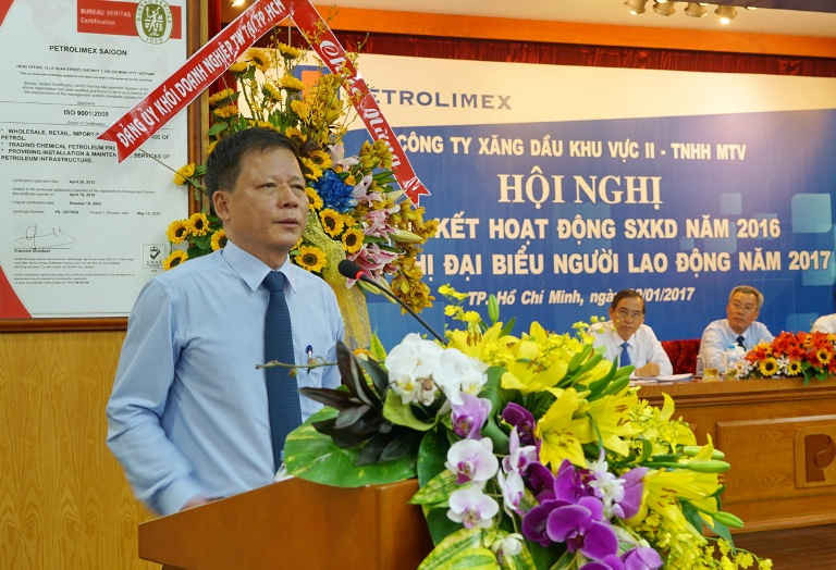 Tổng giám đốc Petrolimex Sài Gòn Trần Văn Thịnh phát biểu chỉ đạo Hội nghị