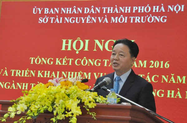 Bộ trưởng Trần Hồng Hà phát biểu chỉ đạo tại Hội nghị chiều 18/1/2017