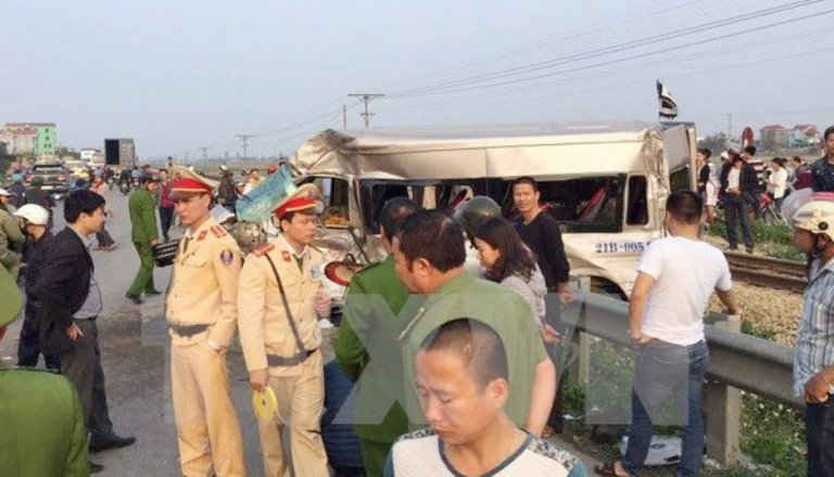 Tai nạn chiều 4/2 tại đường ngang dân sinh ở Km 98+812 trên đường sắt Bắc-Nam thuộc địa bàn huyện Vụ Bản, tỉnh Nam Định.