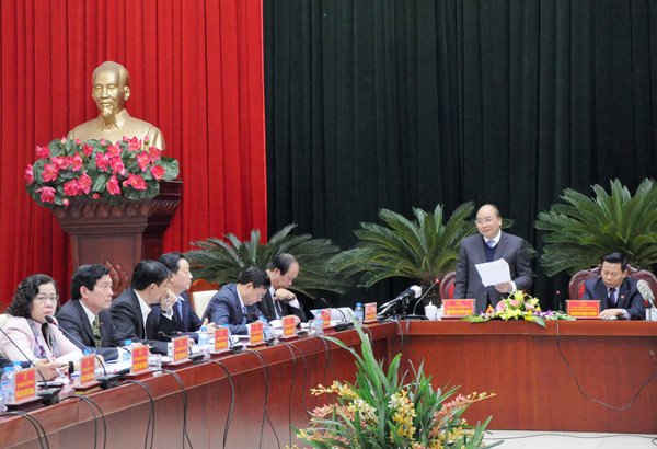 Thủ tướng Chính phủ Nguyễn Xuân Phúc phát biểu tại buổi làm việc chiều 12/2 với lãnh đạo chủ chốt tỉnh Bắc Ninh