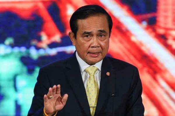 Thủ tướng Thái Lan Prayuth Chan-ocha báo cáo thành tựu 2 năm của chính quyền quân sự tại Tòa nhà Chính phủ ở Bangkok, Thái Lan vào ngày 15/9/2016. Ảnh: REUTERS / Athit Perawongmetha