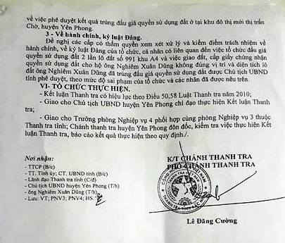 Thanh tra tỉnh Bắc Ninh kiến nghị xử lý nghiêm các tổ chức, cá nhân làm sai trong vụ việc này