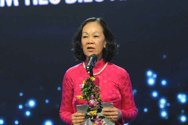 Đồng chí Trương Thị Mai phát biểu tại buổi lễ