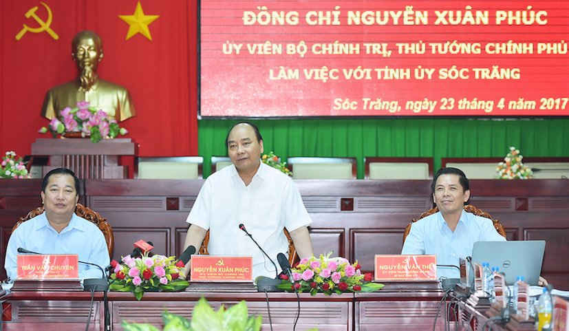 Thủ tướng Nguyễn Xuân Phúc phát biểu chỉ đạo tại buổi làm việc với lãnh đạo tỉnh Sóc Trăng 
