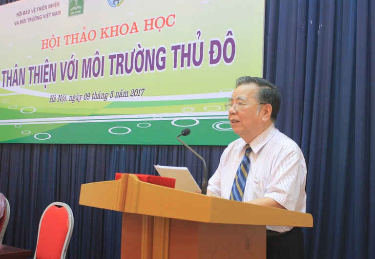 , GS.TS Vũ Hoan – Chủ tịch Liên hiệp các Hội Khoa học và Kỹ thuật Hà Nội phát biểu khai mạc hội thảo