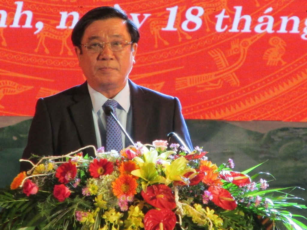 Ông Nguyễn Thanh Tùng- Bí thư Tỉnh ủy Bình Định đọc diễn văn Lễ kỷ niệm