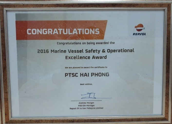  Repsol Malaysia vinh danh PTSC Marine  với giải thưởng xuất sắc vận hành an toàn hàng hải
