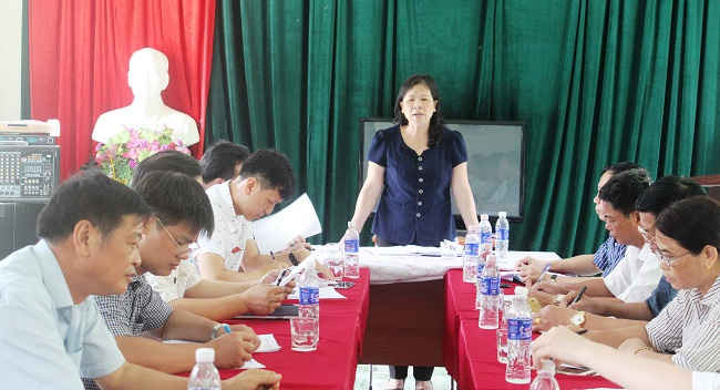 Bà Giàng Thị Hoa, Ủy viên Ban thường vụ tỉnh ủy – Phó chủ tịch HĐND tỉnh Điện Biên, phát biểu tại buổi làm việc.