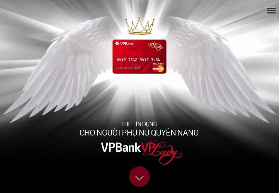 Quảng cáo mở thẻ trên trang web của ngân hàng VP Bank