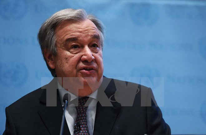 Tổng Thư ký Liên hợp quốc Antonio Guterres tại một sự kiện ở New York, Mỹ ngày 30/5. (Nguồn: AFP/TTXVN)