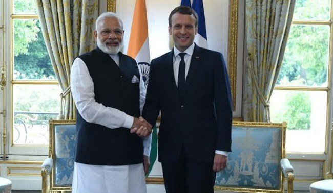 Thủ tướng Ấn Độ Narendra Modi và Tổng thống Pháp Emmanuel Macron. (Nguồn: ndtv.com) 