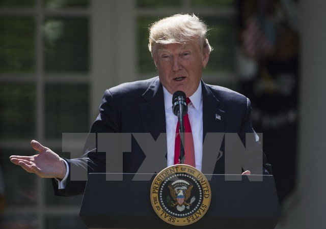 Tổng thống Mỹ Donald Trump phát biểu ở thủ đô Washington ngày 1/6. (Nguồn: EPA/TTXVN)