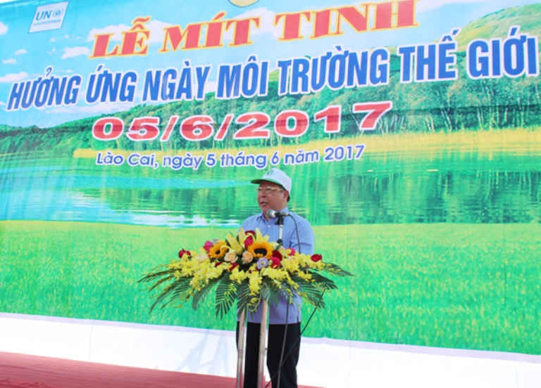 Ông Lê Ngọc Hưng, Phó Chủ tịch UBND tỉnh Lào Cai phát biểu tại buổi lễ