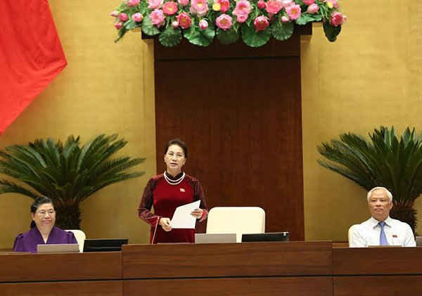 Chủ tịch Quốc hội Nguyễn Thị Kim Ngân phát biểu tại phiên chất vấn ngày 13/6. Ảnh: Quốc Khánh
