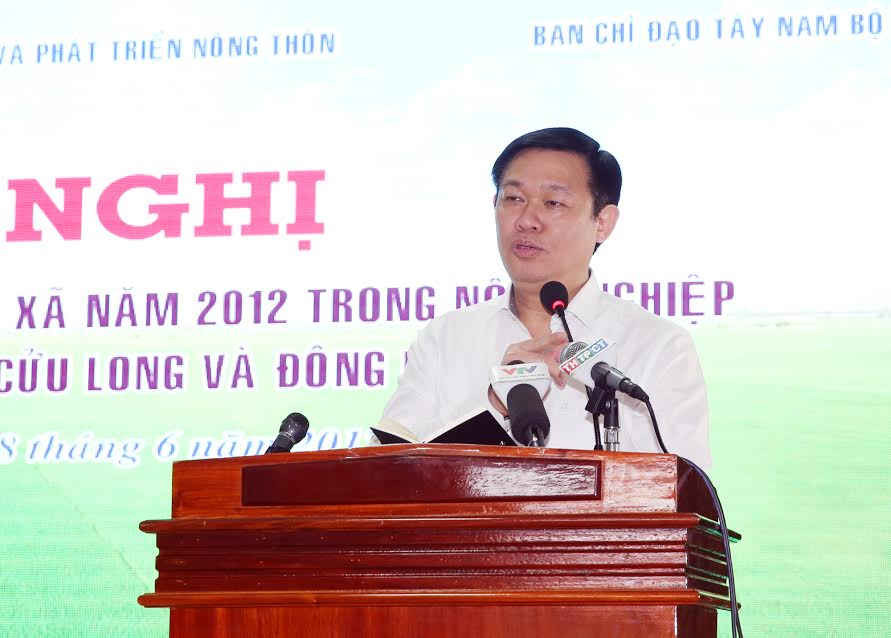 Phó Thủ tướng Vương Đình Huệ phát biểu chỉ đạo tại Hội nghị sơ kết thực hiện Luật Hợp tác xã năm 2012.