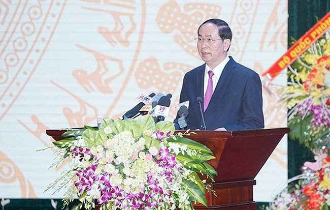 Chủ tịch nước Trần Đại Quang phát biểu tại Lễ kỷ niệm 110 năm ngày thành lập tỉnh Lào Cai.