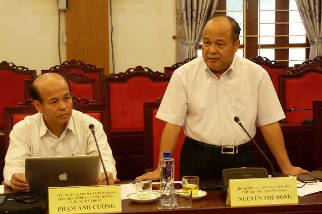 Ông Nguyễn Thế Đồng, Phó Tổng cục trưởng Tổng cục Môi trường phát biểu tại buổi làm việc.