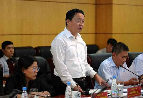 Bộ trưởng Bộ TN&MT Trần Hồng Hà phát biểu tại buổi làm việc 