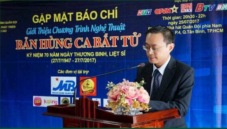 Ông Lê Nguyễn Đức Khôi – Trưởng phòng Quan hệ công chúng của Tập đoàn Tân Hiệp Phát đại diện nhà tài trợ phát biểu trong buổi họp báo.
