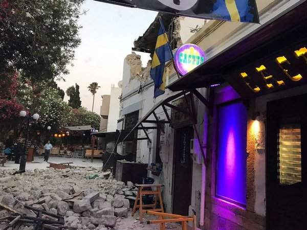 Cảnh tan hoang, đổ nát vì động đất ở đảo Kos, Hy Lạp