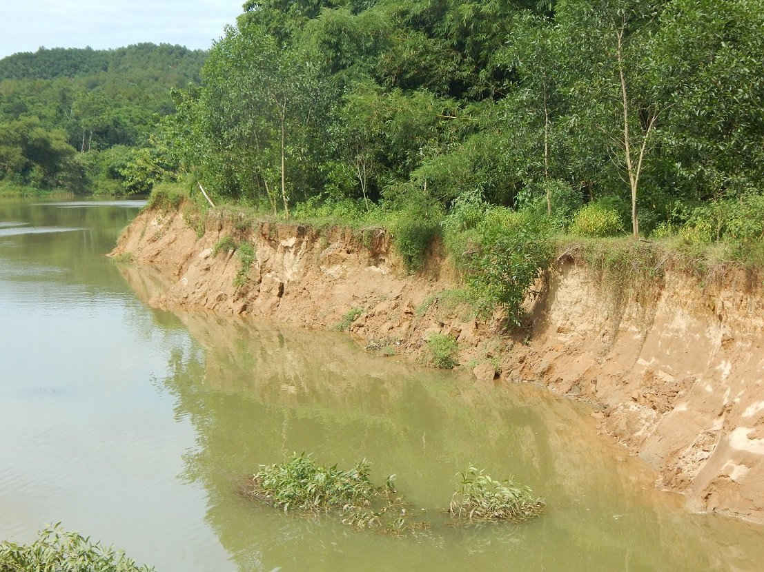 Tình trạng sạt lở bờ sông trên địa bàn xã Dương Hòa diễn ra ngày càng nghiêm trọng