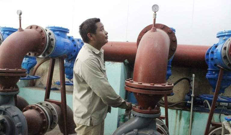 Trạm xử lý nước từ nguồn sông Đà của Công ty CP Quảng Tây, huyện Ba Vì. Ảnh: Quang Thiện