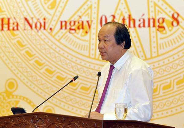 Bộ trưởng Chủ nhiệm VPCP phát biểu Chủ trì buổi Họp báo Thường kỳ Chính phủ tháng 7/2017 diễn ra chiều tối 3/8 tại Hà Nội. ẢNh: Việt Hùng