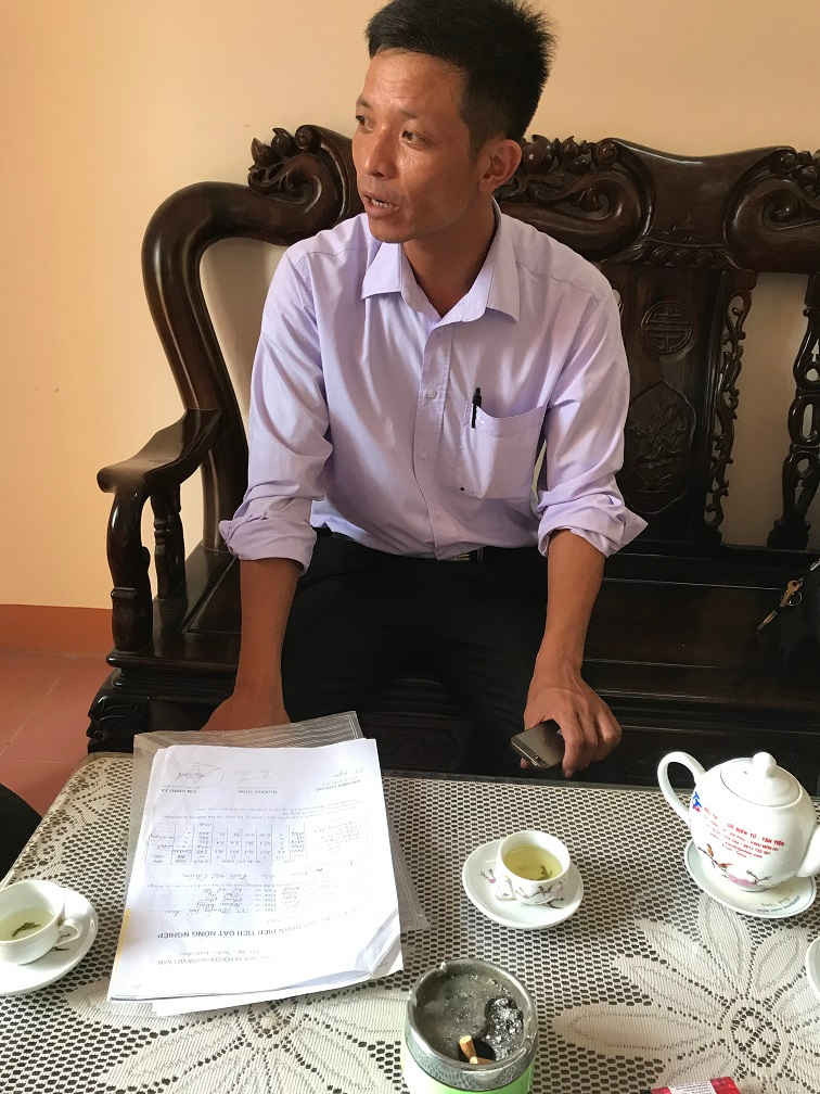 Ông Trần Văn Chữ, Cán bộ địa chính xã Phúc Thành, khẳng định trên hồ sơ đất của xã quản lý, hiện diện tích 1.920m2 ruộng vẫn mang tên vợ chồng ông Toản.