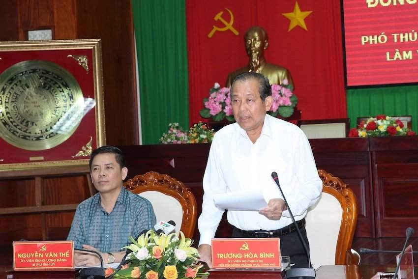 Phó Thủ tướng Thường trực Chính phủ Trương Hoà Bình làm việc với tỉnh Sóc Trăng ngày 17/7/2017 - Ảnh: Chinhphu.cvn 