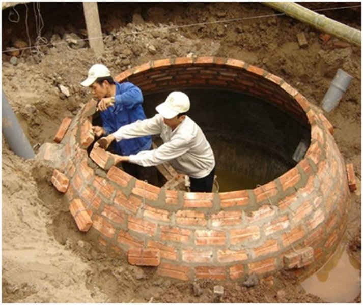 Công trình xây hầm biogas ở Bến Tre