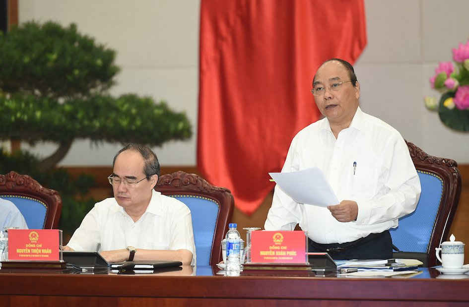 Thủ tướng Nguyễn Xuân Phúc phát biểu tại buổi làm việc với Ban Thường vụ Thành uỷ TP.HCM - Ảnh: Chinhphu.vn 
