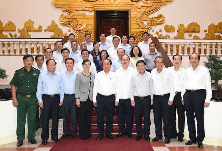 Thủ tướng Nguyễn Xuân Phúc cùng các đại biểu dự buổi làm việc. - Ảnh: Chinhphu.vn 