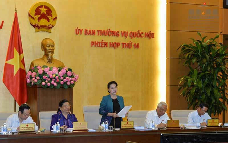Chủ tịch Quốc hội Nguyễn Thị Kim Ngân phát biểu khai mạc Phiên họp thứ 14 của Ủy ban thường vụ Quốc hội