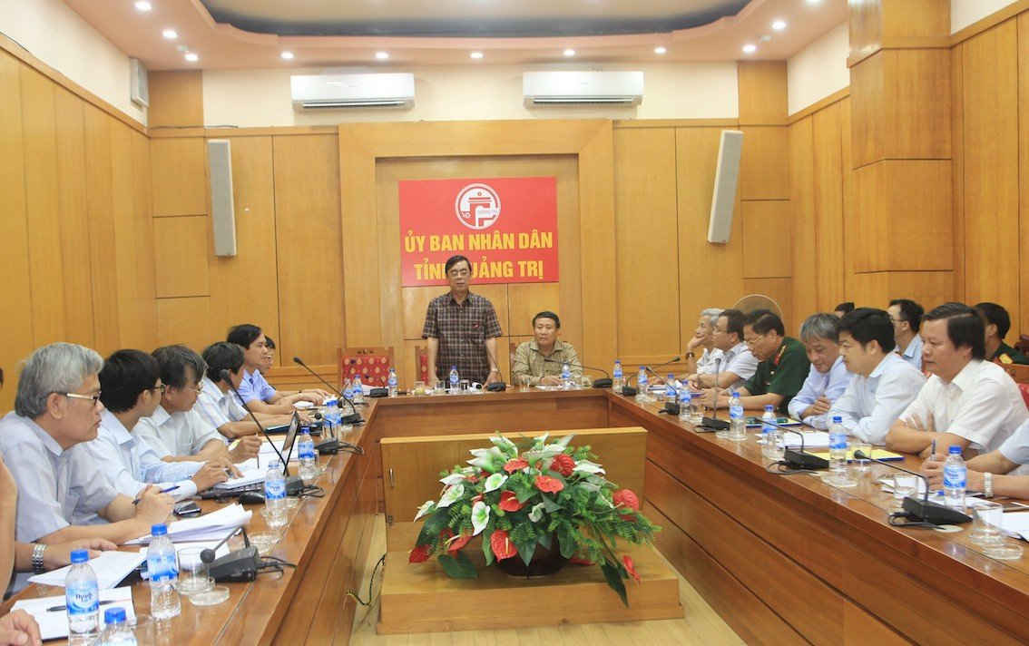 Chủ tịch UBND tỉnh Quảng Trị, ông Nguyễn Đức Chính phát biểu kết luận cuộc họp