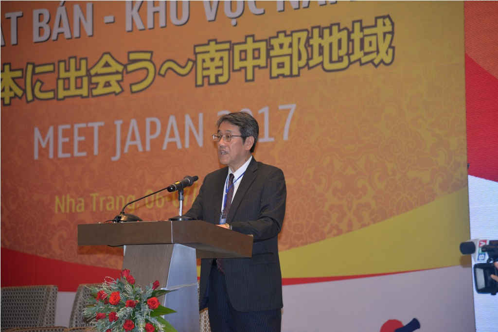 Đại sứ Nhật Bản tại Việt Nam Kunio Umeda phát biểu, đánh giá cao tiềm năng của khu vực Nam Trung bộ