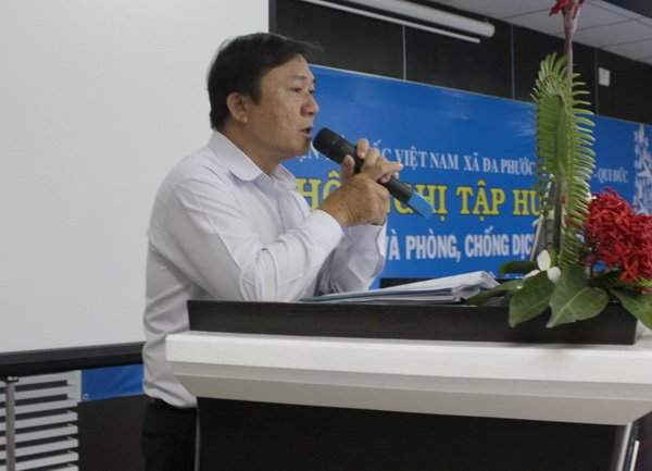 Ông Phạm Thanh Hùng - Phó Chủ tịch UBND xã Đa Phước phát biểu tại buổi tập huấn 